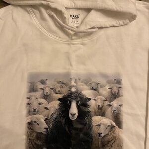 Make Market White Hoodie with Sheep Print Don’t Blend In